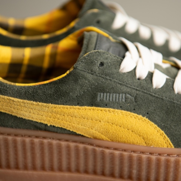 Puma x Rihanna Fenty NEW! Creeper Platform Shoes Lace-Up Green Suede Leather Sz9 - Picture 6 of 8